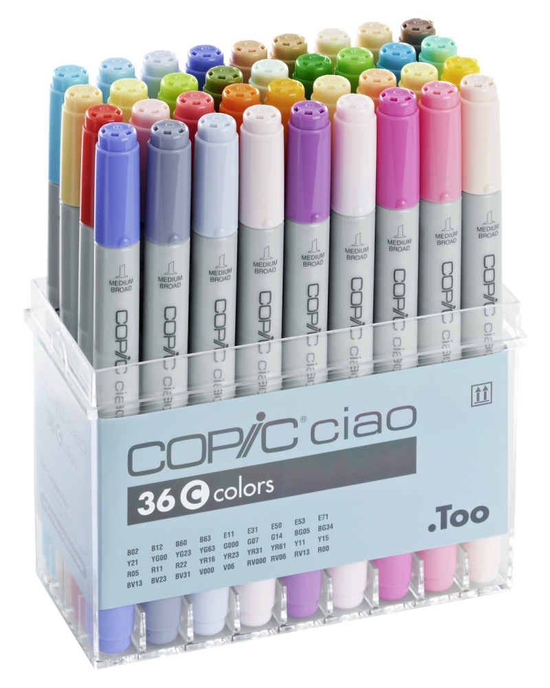 COPIC CIAO MARKER - 36C PEN SET - TWIN TIPPED - 36 UNIQUE COLOURS